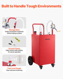 VEVOR Chariot Carburant 151,4 L Réservoir à Carburant Mobile Pompe Manuelle, Réservoir en Acier au Carbone, avec 4 Roues et Tuyau, pour Essence et Diesel, Voiture, Tondeuse, Quad, Moto, Bateau, Rouge - image 7