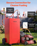 VEVOR Chariot Carburant 113,6 L Réservoir à Carburant Mobile Pompe Manuelle, Réservoir en Acier au Carbone, avec 4 Roues et Tuyau, pour Essence et Diesel, Voiture, Quad, Tondeuse, Moto, Bateau, Rouge - image 6