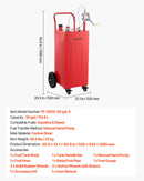 VEVOR Chariot Carburant 113,6 L Réservoir à Carburant Mobile Pompe Manuelle, Réservoir en Acier au Carbone, avec 4 Roues et Tuyau, pour Essence et Diesel, Voiture, Quad, Tondeuse, Moto, Bateau, Rouge - image 8