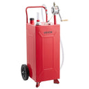 VEVOR Chariot Carburant 113,6 L Réservoir à Carburant Mobile Pompe Manuelle, Réservoir en Acier au Carbone, avec 2 Roues et Tuyau, pour Essence et Diesel, Voiture, Tondeuse, Quad, Bateau, Moto, Rouge