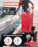 VEVOR Chariot Carburant 113,6 L Réservoir à Carburant Mobile Pompe Manuelle, Réservoir en Acier au Carbone, avec 2 Roues et Tuyau, pour Essence et Diesel, Voiture, Tondeuse, Quad, Bateau, Moto, Rouge - image 4