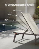 VEVOR Bain de Soleil, Capacité de Charge 181,44 kg, Chaise Longue Jardin Pliable Inclinable en Aluminium, Lot de 2, avec 5 Positions Réglables, pour Extérieur, Piscine, Plage, Terrasse, Patio, Pelouse - image 6