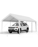 VEVOR Carport, 3,05 x 6,09 m, Abri de Voiture Robuste avec Cadre en Acier, Abri de Garage Extérieur, Résistant aux UV et à l'Eau, Protection Toutes Saisons, Auvent pour Voiture, Bateau, Moto, Blanc
