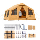 VEVOR Tente de Camping Gonflable, 4,8x3,6x2,2 m, Tente de Glamping de Luxe pour 8 à 12 Personnes avec Pompe à Main, 2 Puits de Lumière, Auvent, Portes, Fenêtres en Maille, Sac de Rangement, 4 Saisons - image 10
