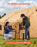 VEVOR Tente de Camping Gonflable, 4,8x3,6x2,2 m, Tente de Glamping de Luxe pour 8 à 12 Personnes avec Pompe à Main, 2 Puits de Lumière, Auvent, Portes, Fenêtres en Maille, Sac de Rangement, 4 Saisons - image 5