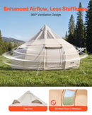 VEVOR Tente Yourte en Toile, Tente Cloche 5 m pour Camping Familial, Glamping, Chasse, Événements Plein Air, Jusqu'à 12 Personnes, avec Passage pour Conduit de Poêle, Tapis Amovible, Toit Anti-pluie - image 6