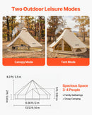 VEVOR Tente Yourte 4 m Jusqu'à 4 Personnes Tente Cloche en Tissu Oxford, pour 4 Saisons, Camping Familial, Glamping, Chasse, Événements Plein Air, avec Passage pour Conduit de Poêle, Tapis Amovible - image 3