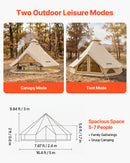 VEVOR Tente Yourte 5 m Jusqu'à 7 Personnes Tente Cloche en Tissu Oxford, pour 4 Saisons, Camping Familial, Glamping, Chasse, Événements Plein Air, avec Passage pour Conduit de Poêle, Tapis Amovible - image 3