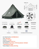 VEVOR Tente Yourte en Toile, Tente Cloche 5 m pour 4 Saisons, Camping Familial, Glamping, Chasse, Fêtes Événements en Plein Air, Jusqu'à 7 Personnes, avec Passage pour Conduit de Poêle, Tapis Amovible - image 8