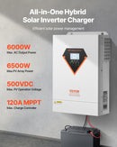 VEVOR Onduleur Solaire Hybride 6000 W Chargeur à Onde Sinusoïdale Pure Tout-en-un, 48 V CC vers 220/230 V CA Monophasé, Contrôleur Solaire MPPT 120 A Intégré, pour Systèmes Photovoltaïques Hors Réseau - image 3