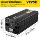 VEVOR Onduleur à onde sinusoïdale modifiée, 6000 W, onduleur de voiture CC 12 V vers CA 230 V, avec écran LCD, prise EU, indicateur LED, pour camping-car, camion, voiture, bateau, voyage - image 8