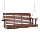 VEVOR Balançoire de porche en bois, 1702x710x600 mm, banc de terrasse pour cour et jardin, forte capacité de charge 400 kg, banc de balançoire robuste avec chaîne de suspension pour extérieur, marron - image 11