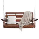 VEVOR Balançoire de porche en bois, 1702x710x600 mm, banc de terrasse pour cour et jardin, forte capacité de charge 400 kg, banc de balançoire robuste avec chaîne de suspension pour extérieur, marron - image 12