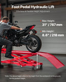 VEVOR Cric de Moto avec Capacité de Charge 453,6 kg, Pont Élévateur Hydraulique Hauteur de Levage 21,8-78,7 cm, Table Élévatrice pour Moto Mobile Flexible à 360°, pour Entretien Réparation Quad VTT - image 3