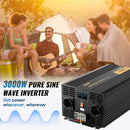VEVOR Onduleur à onde sinusoïdale pure, 3000 W, onduleur de voiture CC 24 V vers CA 230 V, avec port USB, écran LCD, télécommande, prise EU, pour camping-car, camion, voiture, système solaire, voyage - image 3