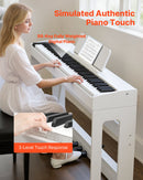 VEVOR Piano Numérique 88 Touches Lestées, Mode Double Clavier Haut-parleurs, avec Pupitre à Partitions, Support, Pédale Sustain, Adaptateur CC, 280 Sonorités, Connexion Sans Fil, pour Débutants, Blanc - image 3