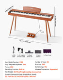 VEVOR Piano Numérique 88 Touches Lestées, Mode Double Clavier et Haut-parleurs, avec Pupitre à Partitions, Support, Pédale de Sustain, 280 Sonorités, Connexion Sans Fil, pour Débutants, Couleur Bois - image 8
