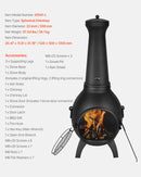 VEVOR Cheminée Extérieur, 559 mm, Poêle à Bois Sphérique en Aluminium Robuste pour Barbecue et Réchauffer, avec Grille, Couvercle de Cheminée Antirouille, pour Patio, Jardin, Arrière-cour, Plein Air - image 8