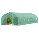 VEVOR Serre Tunnel Jardin, 900x300x200 cm, Tente Abri Plantes Toit Pointu, Cadre Acier Galvanisé, Couverture PE Verte, Porte à Glissière Enroulable, 12 Fenêtres, pour Extérieur Cultiver Légumes Fleurs - image 2