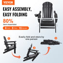 VEVOR Chaise Adirondack en Plastique, Lot de 2, Fauteuil de Jardin Pliant Portable, Charge 181,4 kg, avec Porte-Gobelet, Accoudoir Relaxant, pour Toutes Saisons, Extérieur, Patio, Arrière-Cour, Noir - image 3