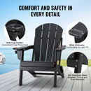 VEVOR Chaise Adirondack en Plastique, Lot de 2, Fauteuil de Jardin Pliant Portable, Charge 181,4 kg, avec Porte-Gobelet, Accoudoir Relaxant, pour Toutes Saisons, Extérieur, Patio, Arrière-Cour, Noir - image 6