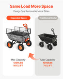 VEVOR Chariot de Jardin Basculant Max. 544 kg Chariot à Benne Basculante PP pour Transport de Bois Plantes Terre, Ridelles Amovibles, Poignée 2-en-1 Tractable, 4 Roues Increvables, Basculement à 90° - image 3