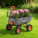 VEVOR Chariot de Jardin Basculant Max. 544 kg Chariot à Benne Basculante PP pour Transport de Bois Plantes Terre, Ridelles Amovibles, Poignée 2-en-1 Tractable, 4 Roues Increvables, Basculement à 90° - image 9