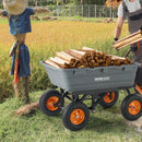 VEVOR Chariot à benne basculante, capacité de charge 680 kg​, chariot de jardin en polyéthylène robuste avec cadre en acier, poignée convertible 2 en 1, roues 330 mm, brouette utilitaire pour pelouse - image 9