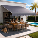 VEVOR Store Banne Manuel 350x300 cm Auvent Rétractable pour Terrasse et Balcon, Extérieur, Devantures de Cafés, de Restaurants, de Boutiques, avec Manivelle, Angle d'Inclinaison 45°-85°, Gris Foncé - image 2