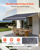 VEVOR Store Banne Manuel 350x300 cm Auvent Rétractable pour Terrasse et Balcon, Extérieur, Devantures de Cafés, de Restaurants, de Boutiques, avec Manivelle, Angle d'Inclinaison 45°-85°, Gris Foncé - image 4