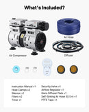 VEVOR Aérateur de Bassin 590 W Système d'Aération Lac jusqu'à 1,2 hectare Pompe à Air Étang Extérieure pour Circulation Oxygène en Eau Profonde, avec Compresseur Air, Diffuseur, Tuyau Lesté 30,5 m - image 8