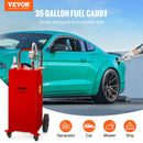 VEVOR Chariot de carburant, 132,5 L, réservoir de stockage d'essence 4 roues, pompe de transfert manuelle réservoir de carburant essence diesel pour voitures, tondeuses à gazon, VTT, bateaux, rouge - image 3