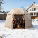 VEVOR Tente Moustiquaire Tonnelle Pop-up 3,6x3,6 m Tente Moustiquaire Pliante 8-10 Personnes Abri Solaire 13 Côtés pour Camping Famille, Terrasse, Jardin, avec Toit Amovible, Sac de Transport, Beige - image 9