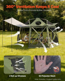 VEVOR Tente Moustiquaire Tonnelle Pop-up 3,96x3,96 m Tente Moustiquaire Pliante 10-12 Personnes 13 Côtés Abri Solaire pour Camping Famille, Terrasse, Jardin, avec Toit Amovible, Sac de Transport, Vert - image 7