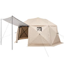 VEVOR Tente Moustiquaire Tonnelle Pop-up 4,57x4,57 m Tente Moustiquaire Pliante 12-15 Personnes 13 Côtés Abri Solaire pour Camping Famille, Terrasse, Jardin, avec Toit Amovible Sac de Transport, Beige - image 12