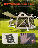 VEVOR Tente Moustiquaire Tonnelle Pop-up 4,57x4,57 m Tente Moustiquaire Pliante 12-15 Personnes 13 Côtés Abri Solaire pour Camping Famille, Terrasse, Jardin, avec Toit Amovible Sac de Transport, Beige - image 7