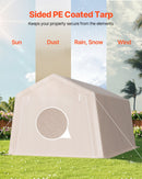 VEVOR Abri de Jardin, 305x458 cm, Tente de Rangement, avec Double Porte à Fermeture Éclair Enroulable, Abri de Stockage Portable Robuste, Garage Extérieur pour Motos, Vélos, Outils de Jardin, Beige - image 4
