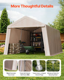 VEVOR Abri de Jardin, 305x458 cm, Tente de Rangement, avec Double Porte à Fermeture Éclair Enroulable, Abri de Stockage Portable Robuste, Garage Extérieur pour Motos, Vélos, Outils de Jardin, Beige - image 7