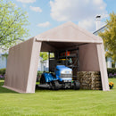 VEVOR Abri de Jardin, 305x458 cm, Tente de Rangement, avec Double Porte à Fermeture Éclair Enroulable, Abri de Stockage Portable Robuste, Garage Extérieur pour Motos, Vélos, Outils de Jardin, Beige - image 9