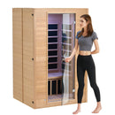 VEVOR Sauna infrarouge lointain pour 2 personnes, cabine sauna domestique en bois de pruche infrarouge à faible EMF avec porte en verre trempé, haut-parleurs Bluetooth, utilisation intérieure, 1800 W - image 10
