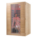 VEVOR Sauna infrarouge lointain pour 2 personnes, cabine sauna domestique en bois de pruche infrarouge à faible EMF avec porte en verre trempé, haut-parleurs Bluetooth, utilisation intérieure, 1800 W - image 11