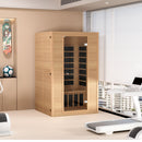 VEVOR Sauna infrarouge lointain pour 2 personnes, cabine sauna domestique en bois de pruche infrarouge à faible EMF avec porte en verre trempé, haut-parleurs Bluetooth, utilisation intérieure, 1800 W - image 9