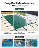 VEVOR Couverture de sécurité pour piscines creusées 4,3 x 7,9 m maille verte couverture de sécurité taille 4,9 x 8,5 m avec outils d'installation pour piscine d'hiver, résister au soleil, au vent - image 6