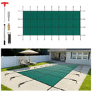 VEVOR Couverture de Sécurité pour Piscine Enterrée 4,9 x 12,2 m, Bâche de Piscine en Hiver Rectangulaire, Matériau en Polypropylène, avec Trous de Drainage, Conception Maille Serrée, Vert