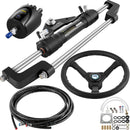 VEVOR Kit de Direction Hydraulique pour Bateau 300 HP, Cylindre de Direction Hors-bord, Pompe à Barre avec Volant et Tuyau de Direction Hydraulique de 6 m, pour Système de Direction des Bateaux Marine