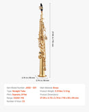 VEVOR Saxophone Droit Soprano Si Bémol Kit Saxophone Débutants Laiton Résistant avec Étui de Transport, Bec, Sangles, Chiffon et Tige de Nettoyage, Gants, 23 Touches, pour Débutants, Étudiants, Doré - image 8