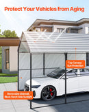 VEVOR Abri de voiture en métal robuste, 3 x 4,5 m, abri de garage extérieur avec cadre et toit en acier galvanisé, auvent pour voiture multi-usage avec parois latérales amovibles, pour pick-up, bateau - image 4