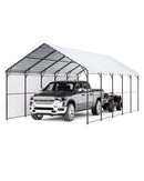 VEVOR Abri de voiture en métal robuste, 4 x 8 m, abri de garage extérieur avec cadre et toit en acier galvanisé, auvent pour voiture multi-usage avec parois latérales amovibles, pour pick-up, bateau