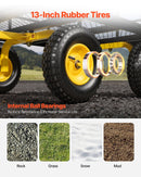 VEVOR Chariot Jardin Acier 544 kg Chariot Transport Robuste Jaune et Noir, pour Fermes, Entrepôts, 2 en 1 Remorque ou Tractable en Métal, avec 4 Pneus Tout-terrain 33 cm, Côtés Amovibles, Poignée 180° - image 6