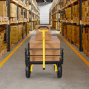 VEVOR Chariot Jardin Acier 544 kg Chariot Transport Robuste Jaune et Noir, pour Fermes, Entrepôts, 2 en 1 Remorque ou Tractable en Métal, avec 4 Pneus Tout-terrain 33 cm, Côtés Amovibles, Poignée 180° - image 9